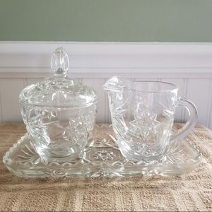 Cream & Sugar Set With Tray Star of David Pattern